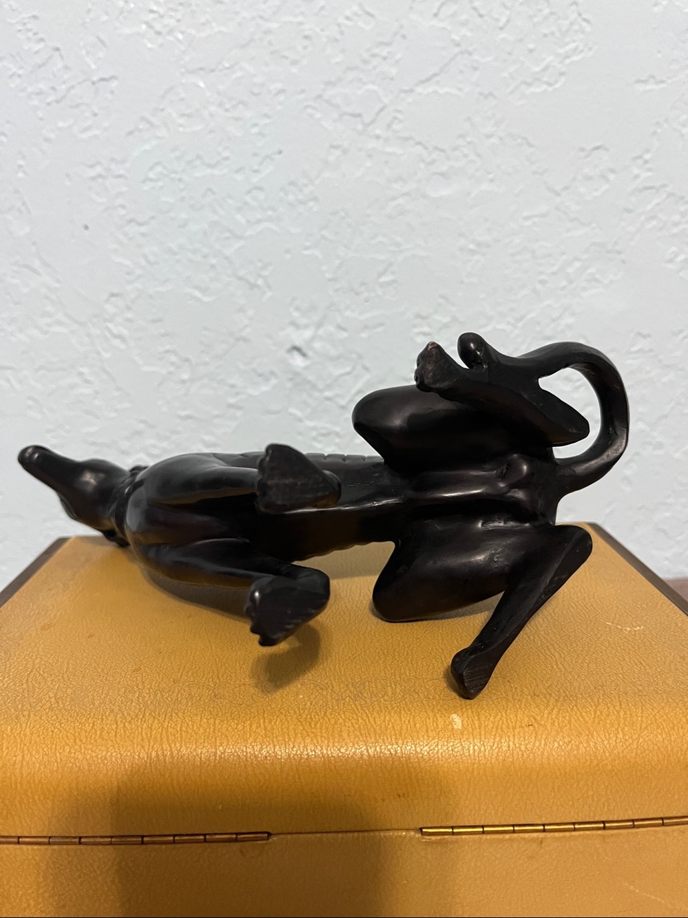 Whippet dog figurine crafted from resin and features a dark bronze finish. - Picture 6 of 6
